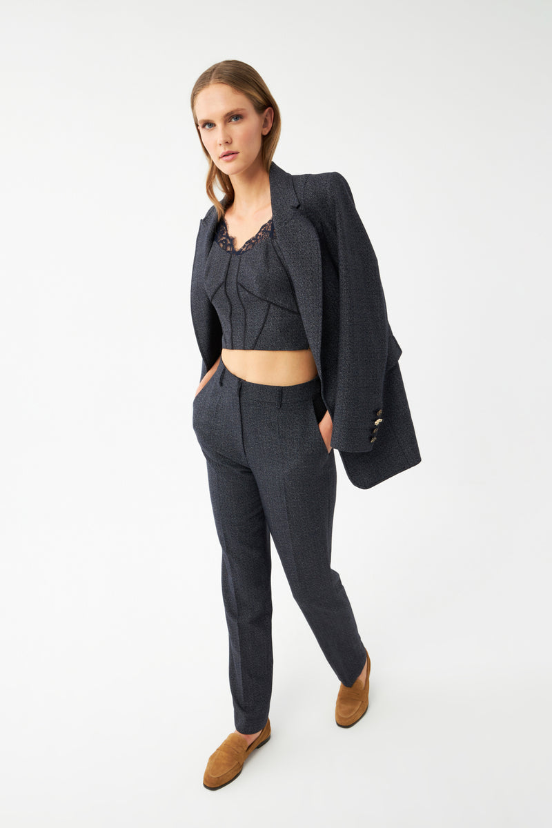 Lacivert Kadın Blazer Ceket – Düz Kesim Şık Takım Ceket