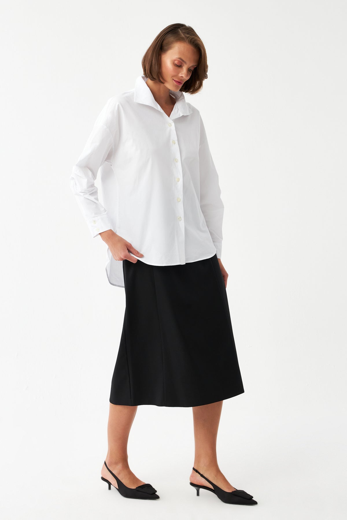 Kadın Ekru Oversize Gömlek