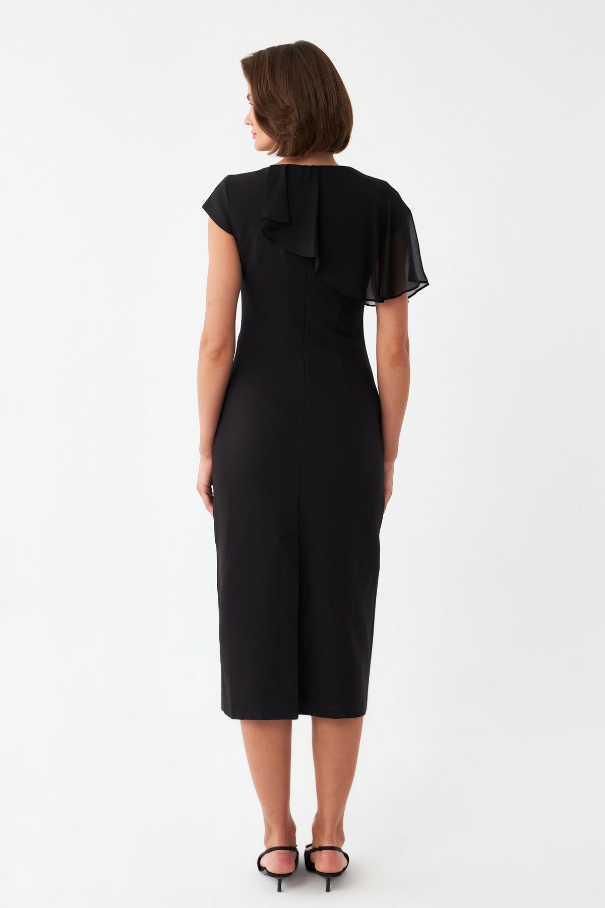 Aksesuar Mixli Midi Elbise SİYAH