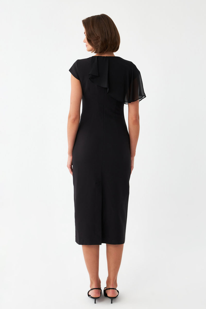 Aksesuar Mixli Midi Elbise SİYAH