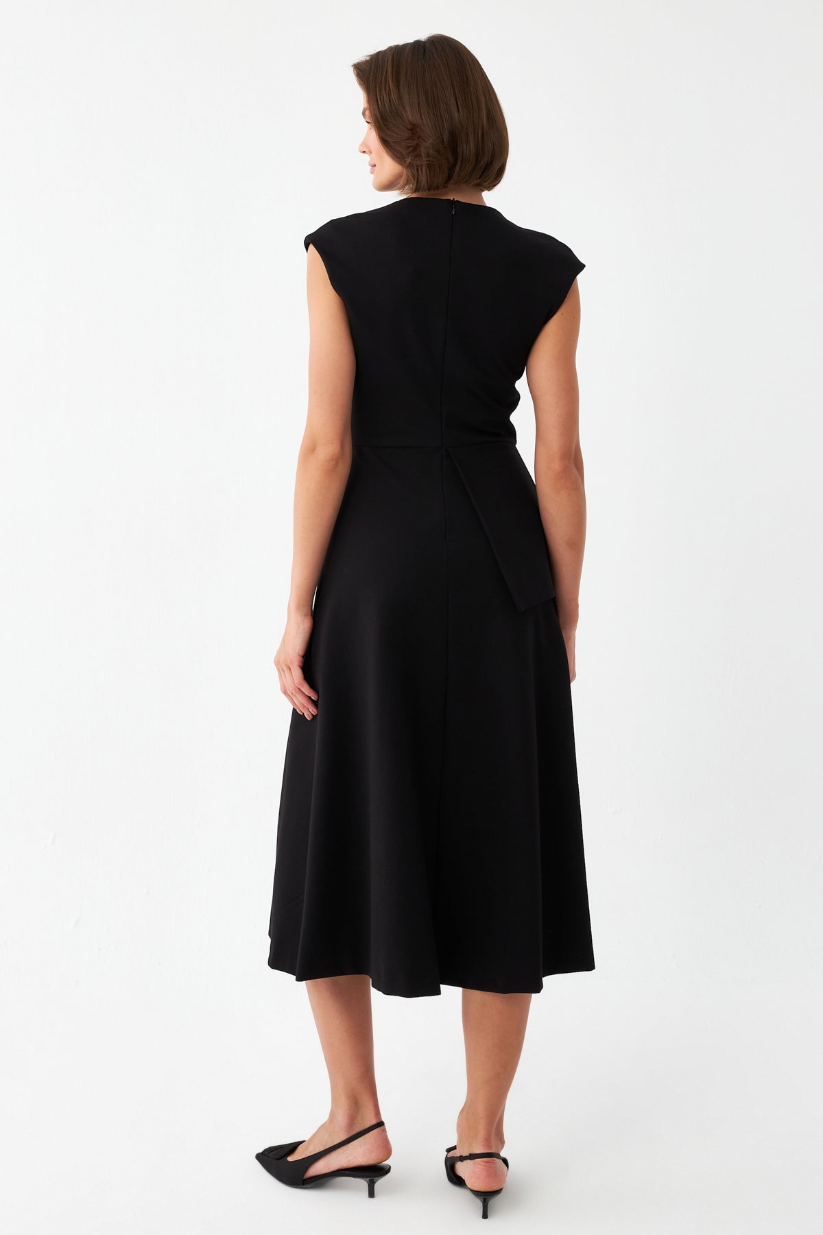 Aksesuar Mixli Midi Elbise SİYAH