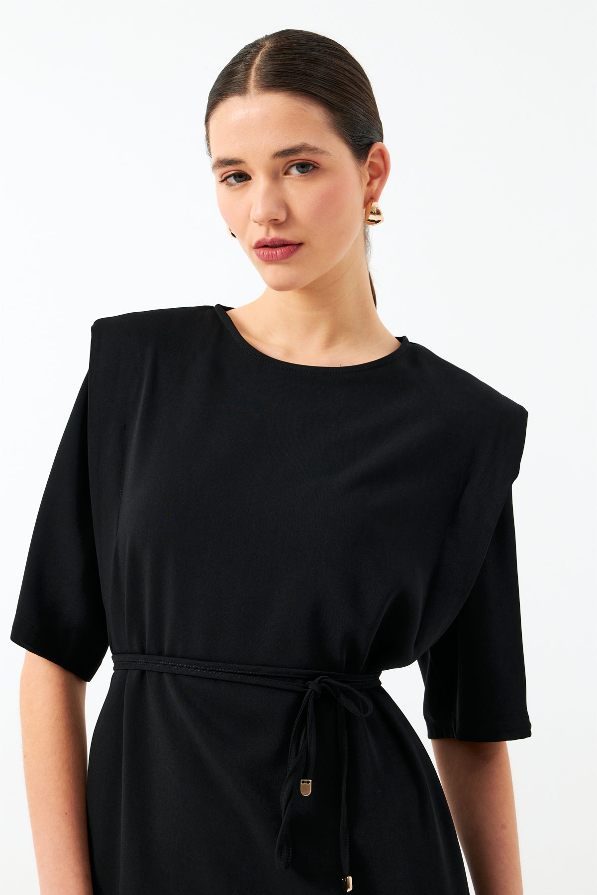 Bağlamalı Mini Elbise- Siyah