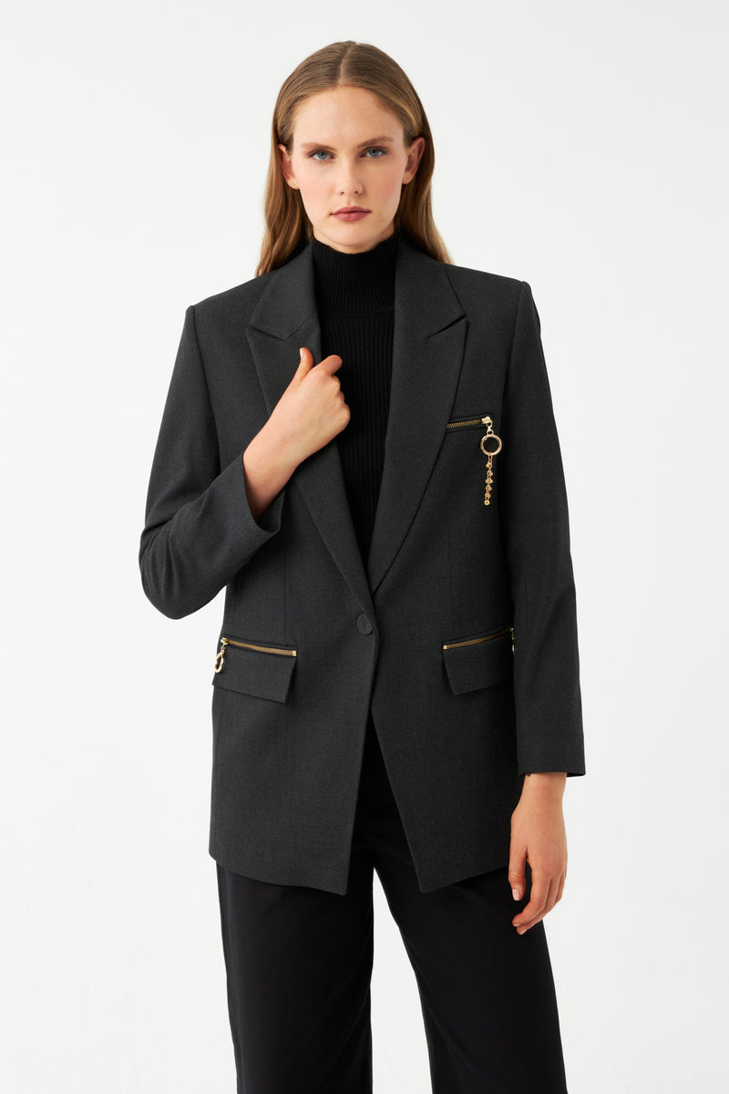 Oversize Uzun Kollu Ceket ANTRASİT