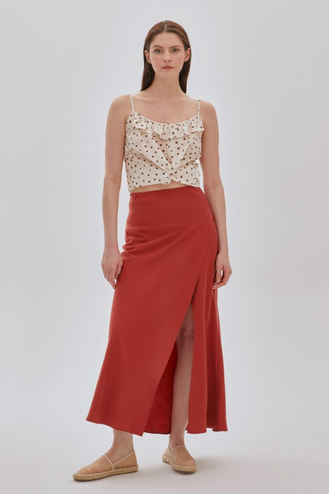 Asimetrik Tencel Etek KİREMİT