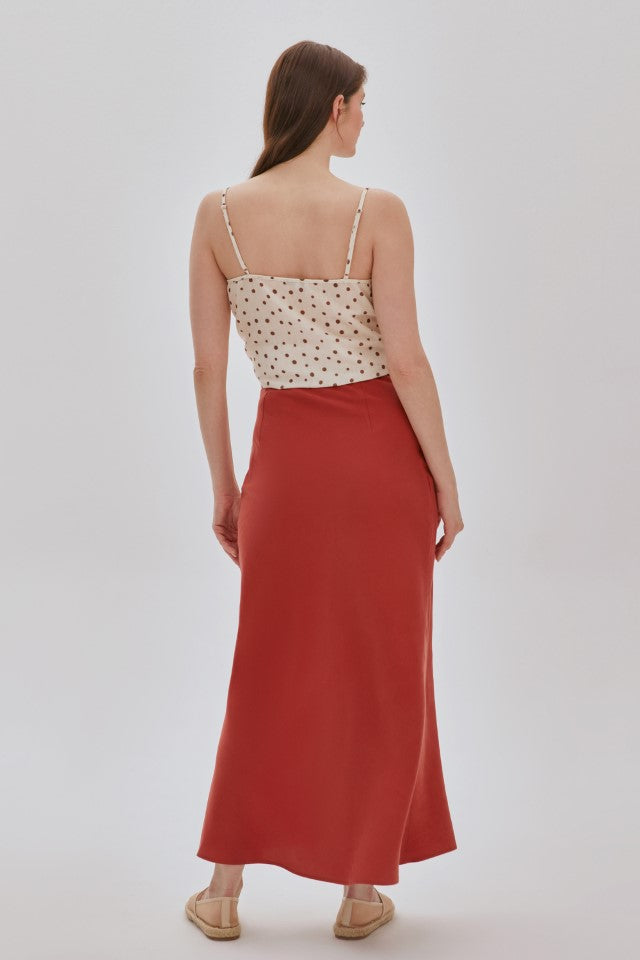 Asimetrik Tencel Etek KİREMİT