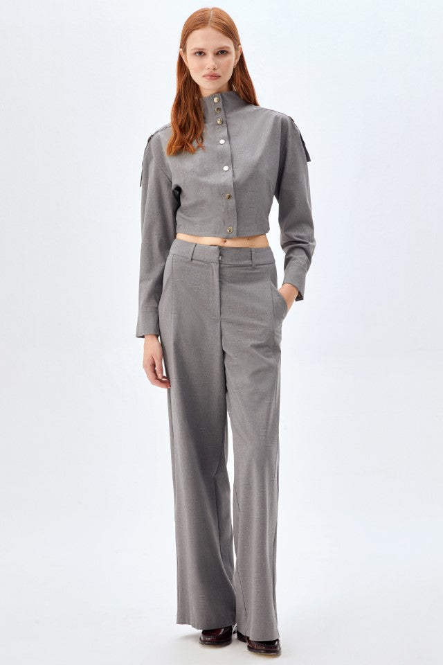 Bomber Ceket, Palazzo Pantolon Takım GRİ