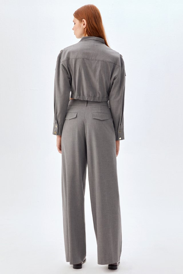 Bomber Ceket, Palazzo Pantolon Takım GRİ