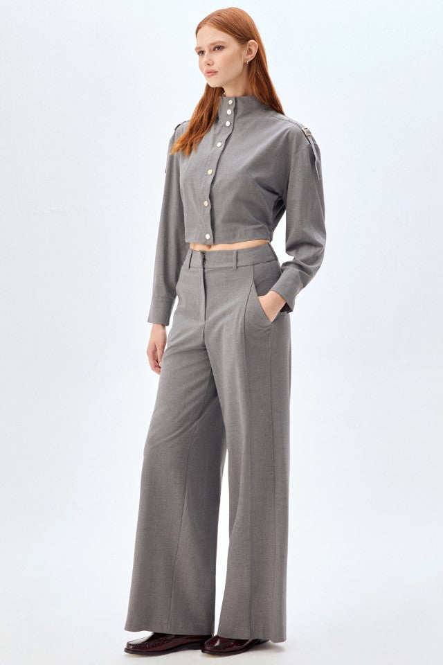 Bomber Ceket, Palazzo Pantolon Takım GRİ