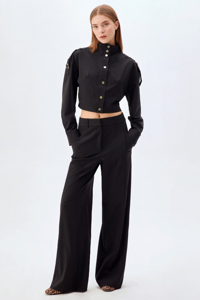 Bomber Ceket, Palazzo Pantolon Takım SİYAH