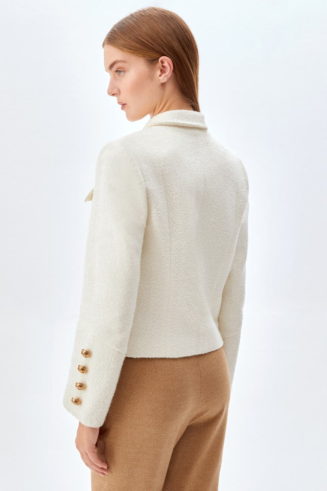 Camel Biyeli, Gold Düğmeli Kadın Ceket EKRU