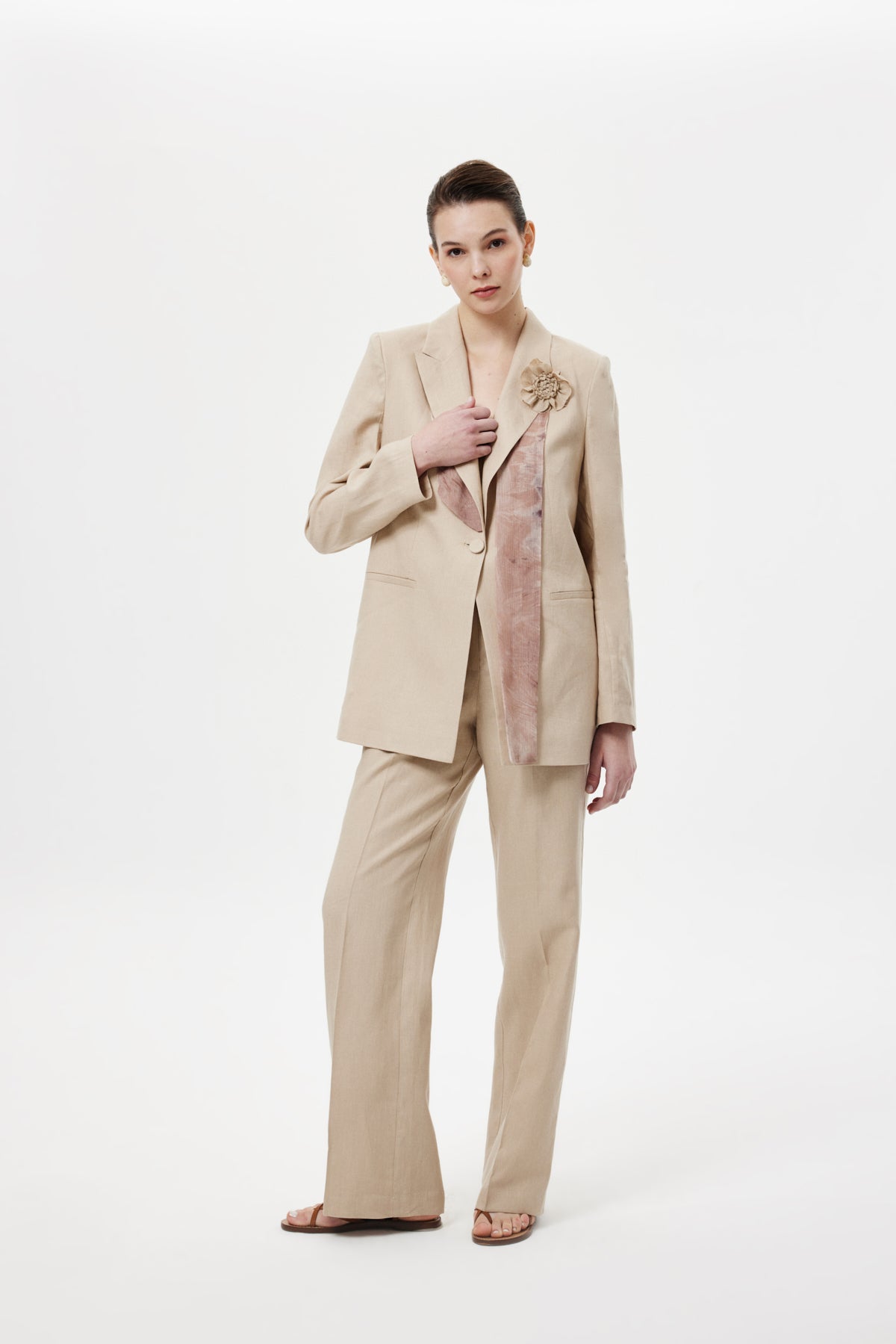Fularlı Blazer Ceket Bej