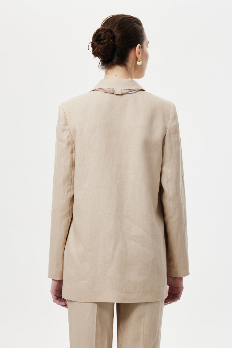 Fularlı Blazer Ceket BEJ