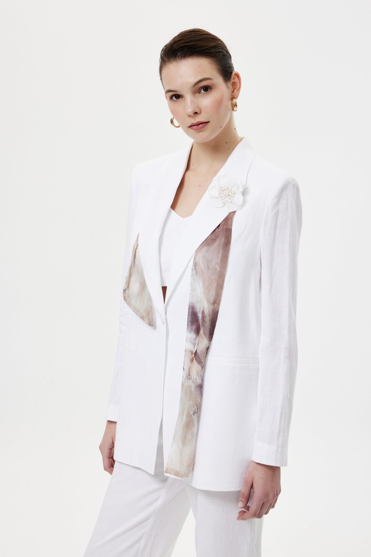 Fularlı Blazer Ceket BEYAZ