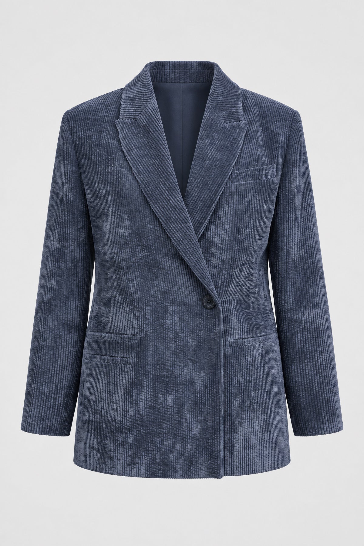 İndigo Fitilli Kadife Blazer Ceket