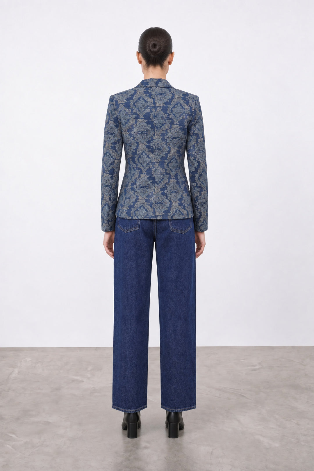 Mavi Jakar Desenli Fitted Blazer Ceket