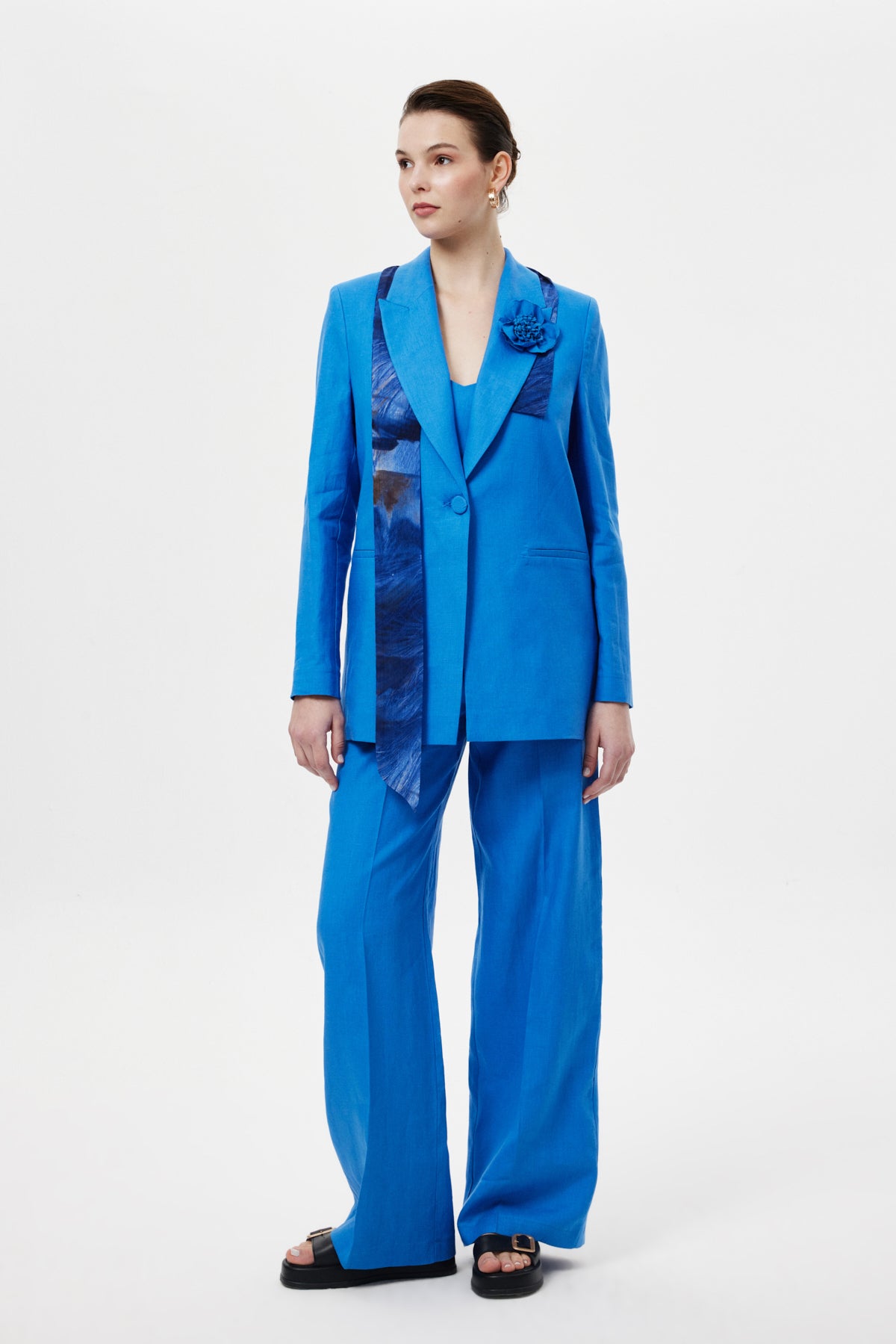 Fularlı Blazer Ceket Saks