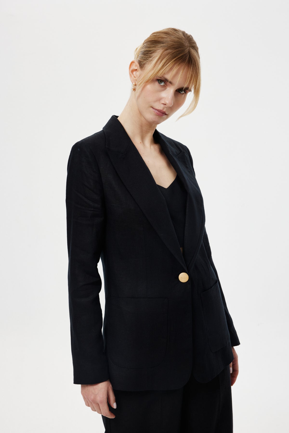 Keten Blazer Ceket SİYAH
