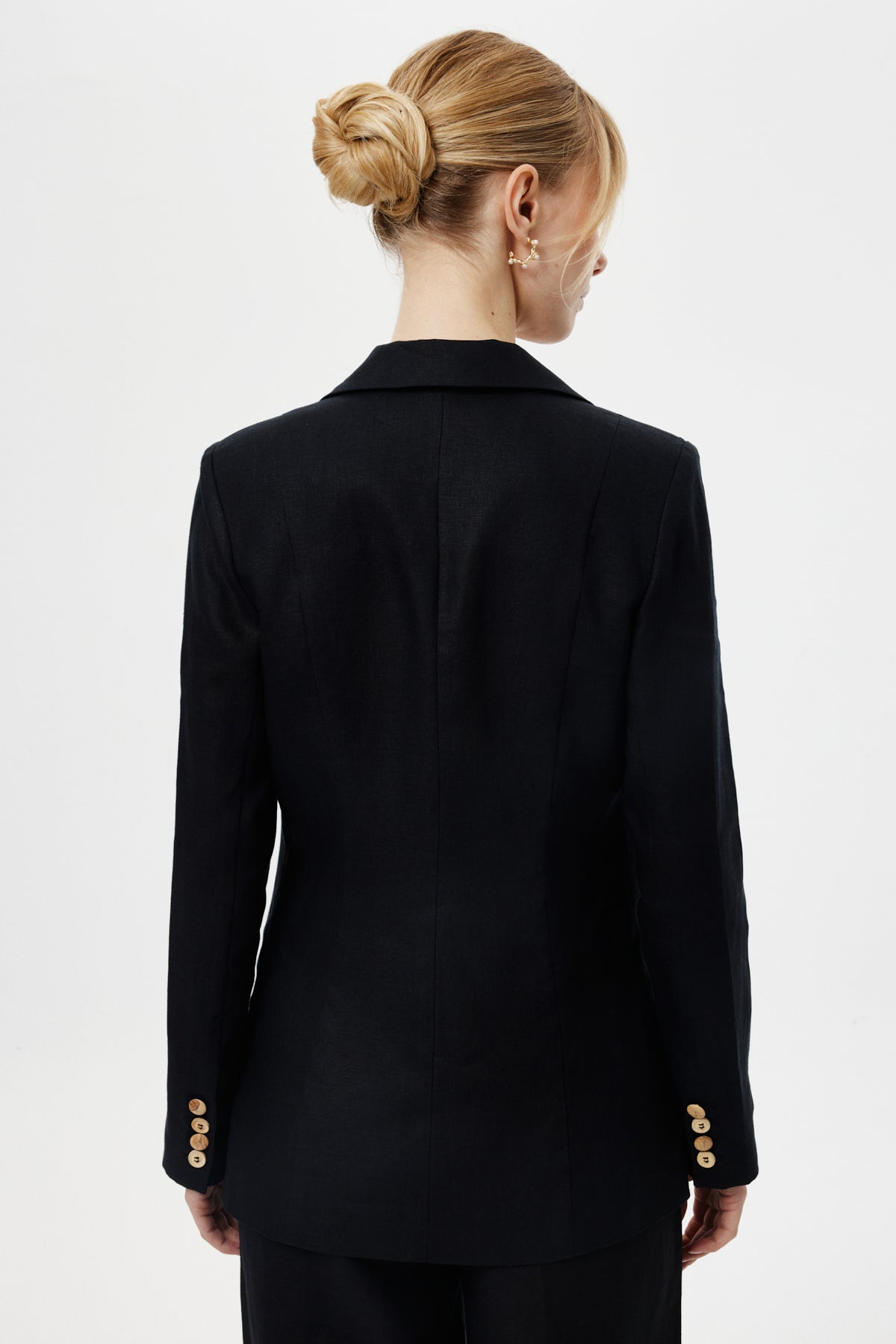 Keten Blazer Ceket SİYAH