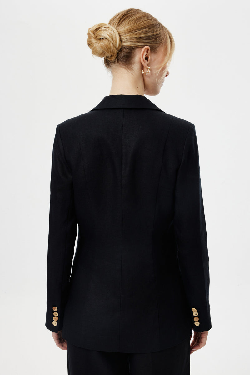 Keten Blazer Ceket SİYAH