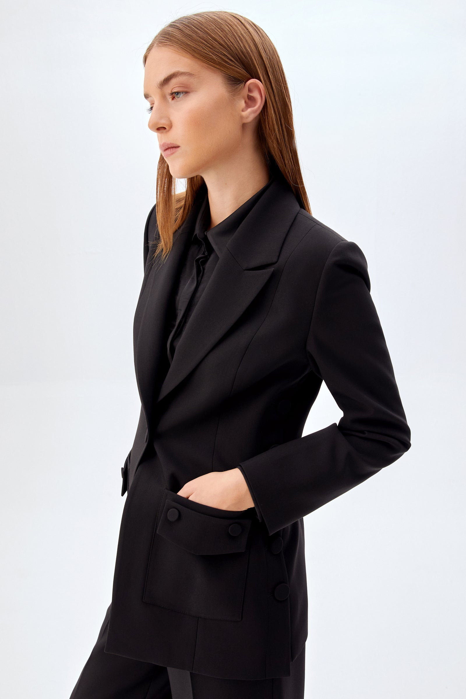Cep Detaylı Blazer Ceket SİYAH
