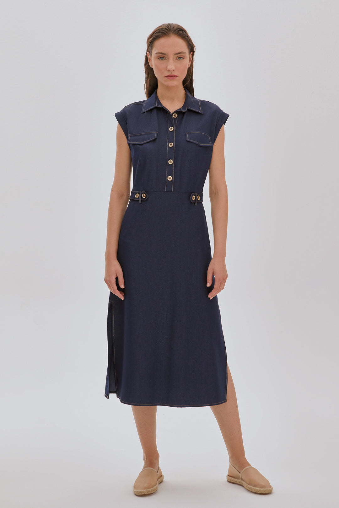 Cepli Midi  Elbise LACİVERT