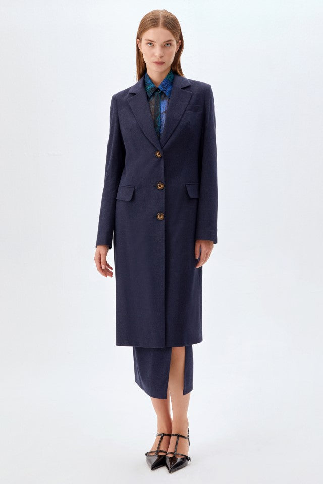 Cepli Uzun Regular Fit Ceket LACİVERT