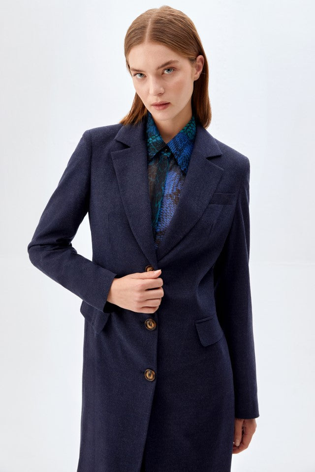 Cepli Uzun Regular Fit Ceket LACİVERT