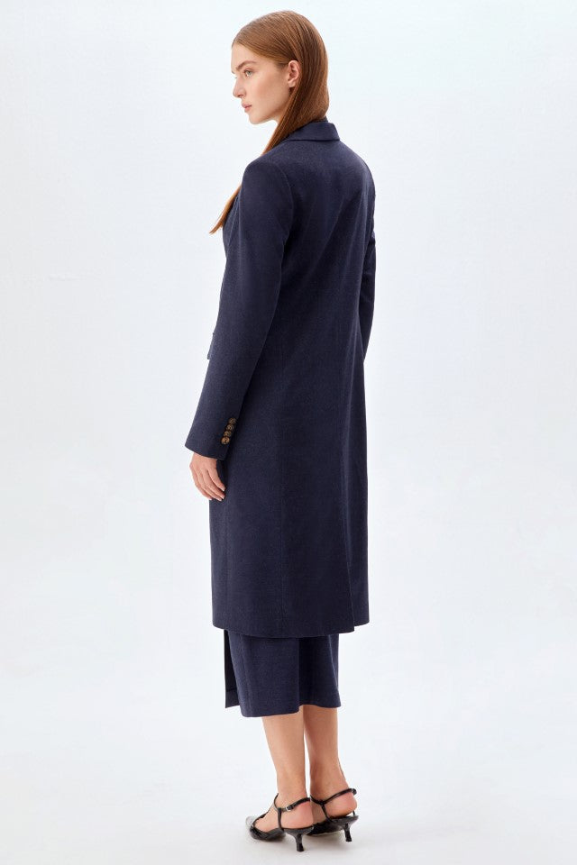 Cepli Uzun Regular Fit Ceket LACİVERT