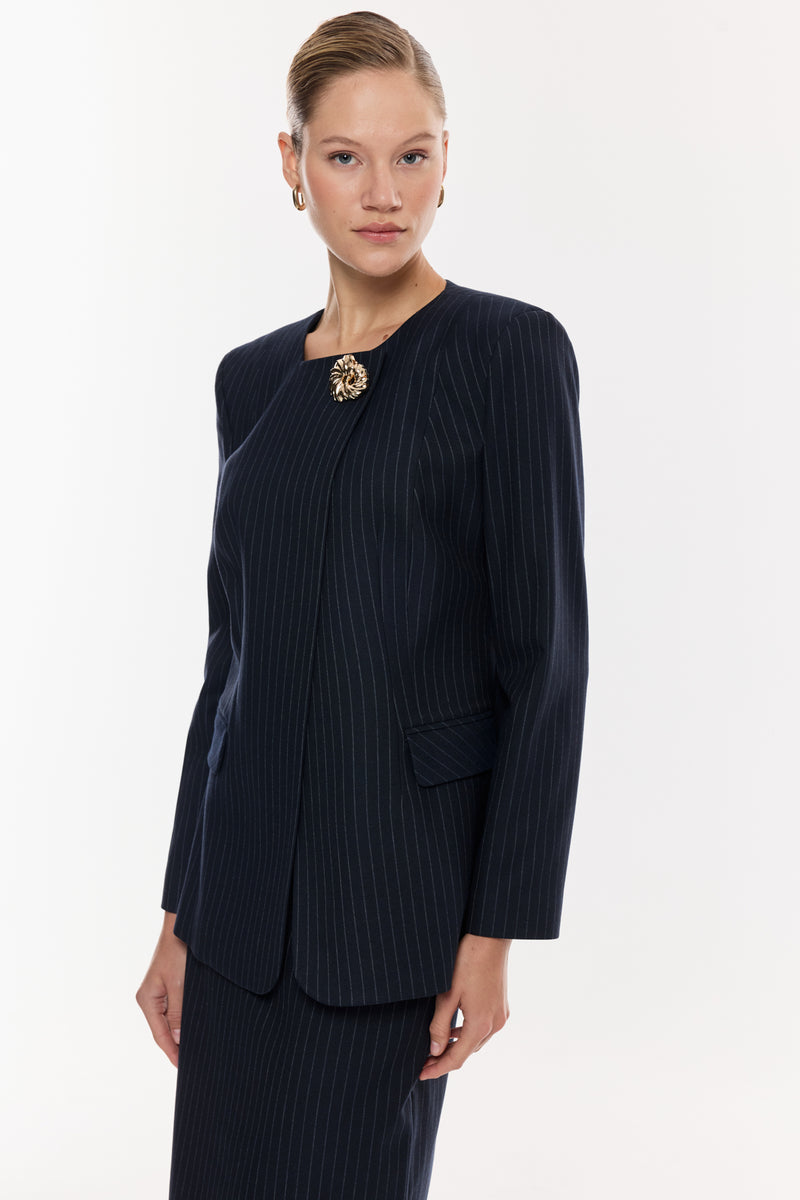 Çizgili Kalem Etek Takım