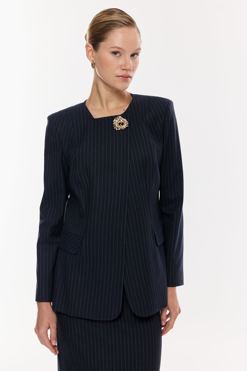 Çizgili Kalem Etek Takım