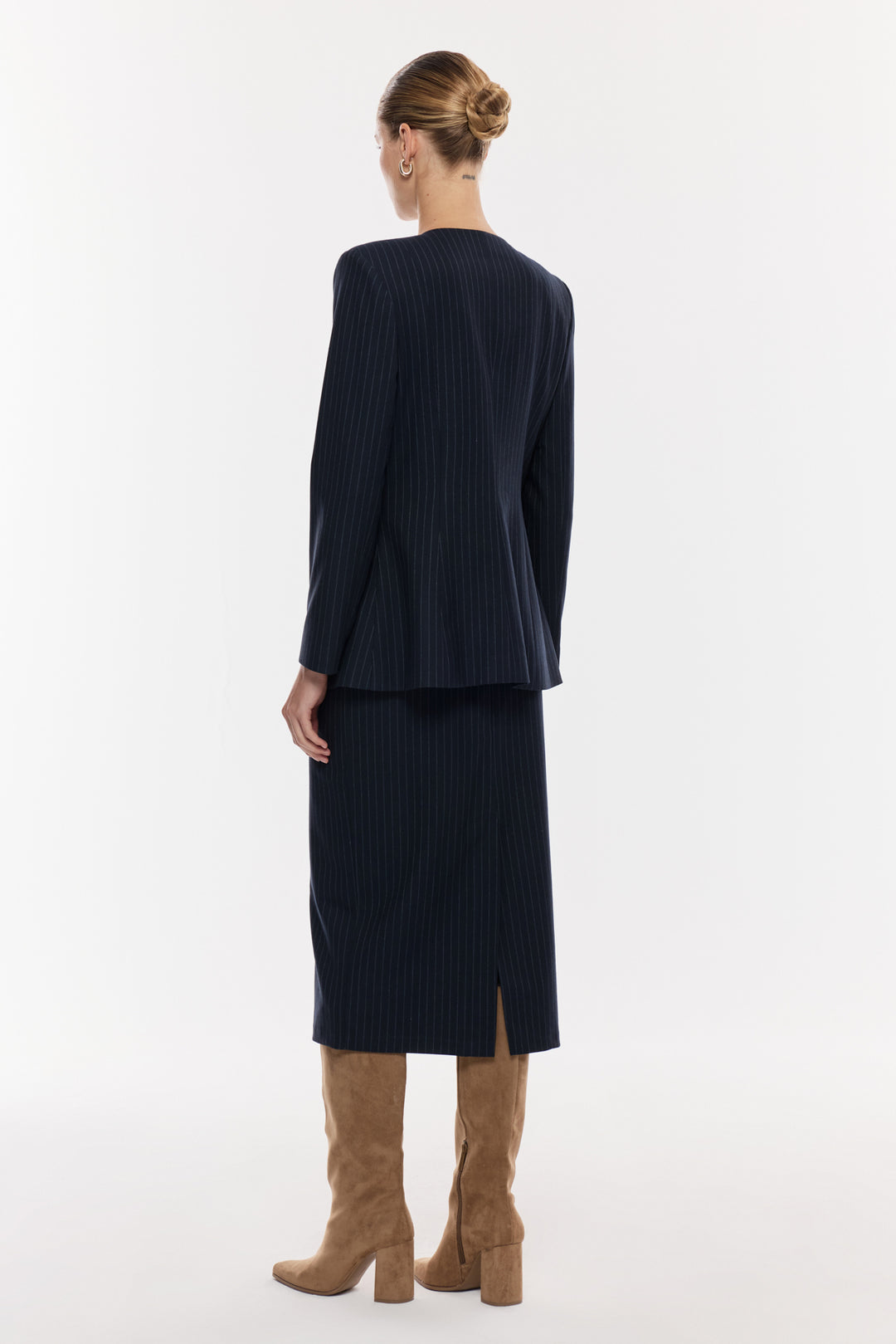 Çizgili Kalem Etek Takım