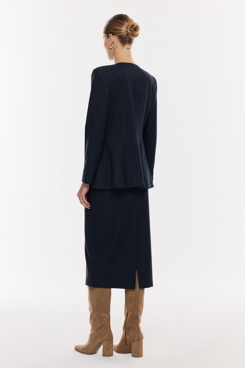 Çizgili Kalem Etek Takım