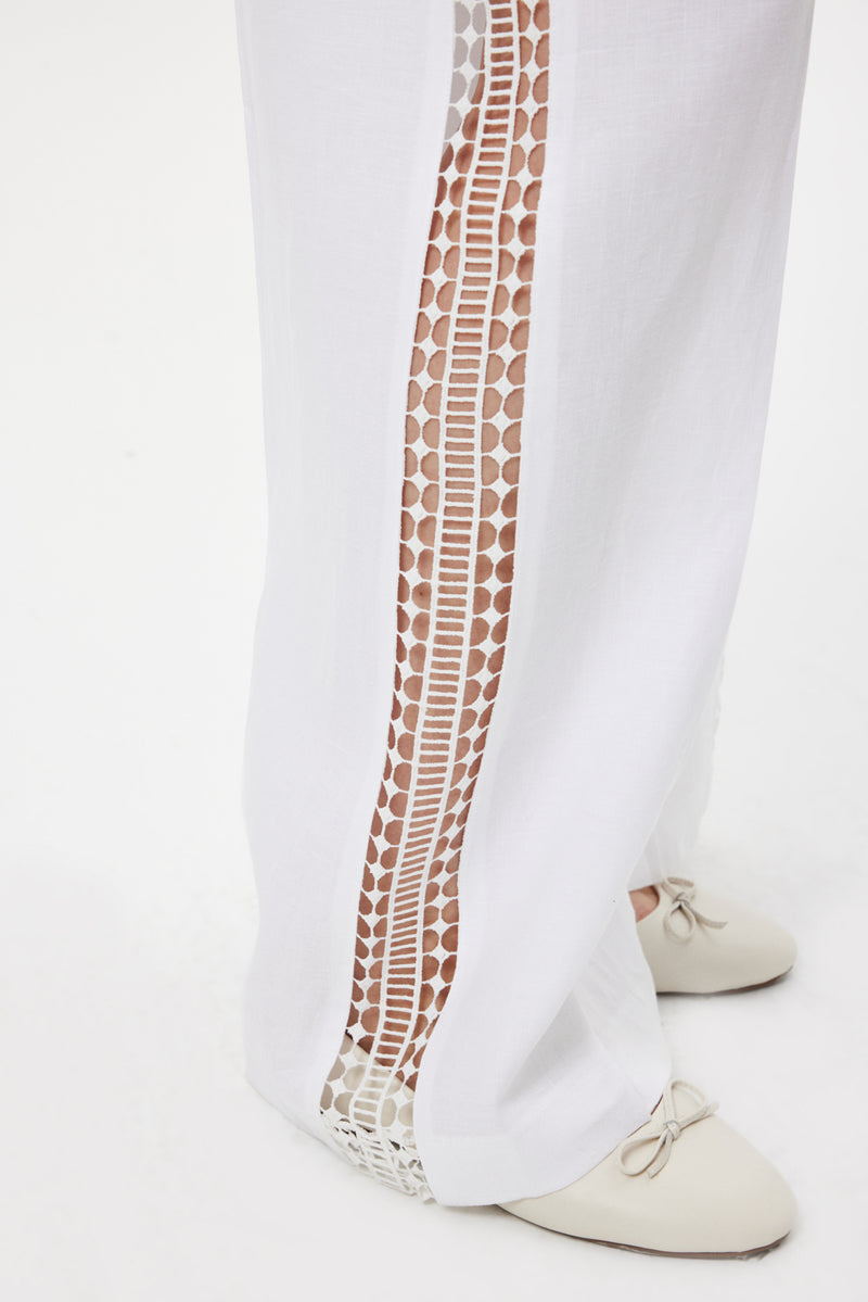 Cut-Out Keten Pantolon BEYAZ