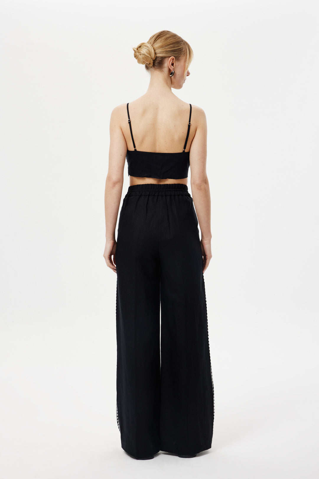 Cut-Out Keten Pantolon SİYAH