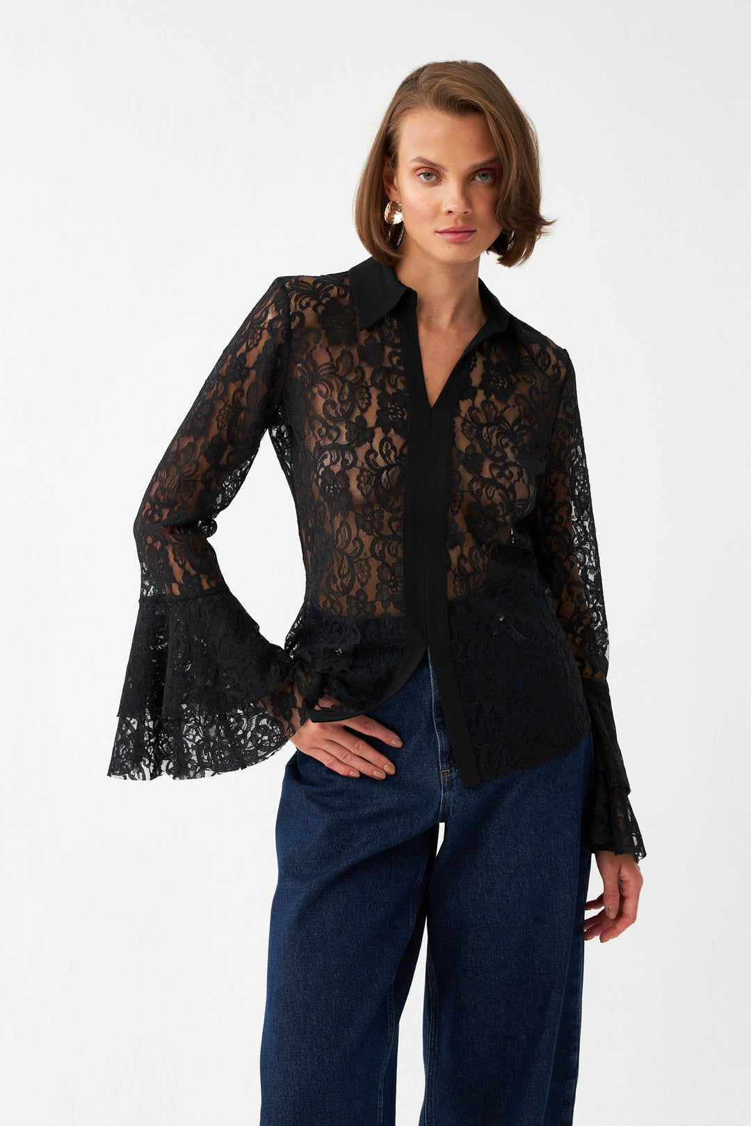 Dantelli Şifon Bluz