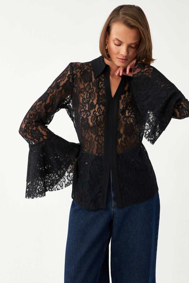 Dantelli Şifon Bluz