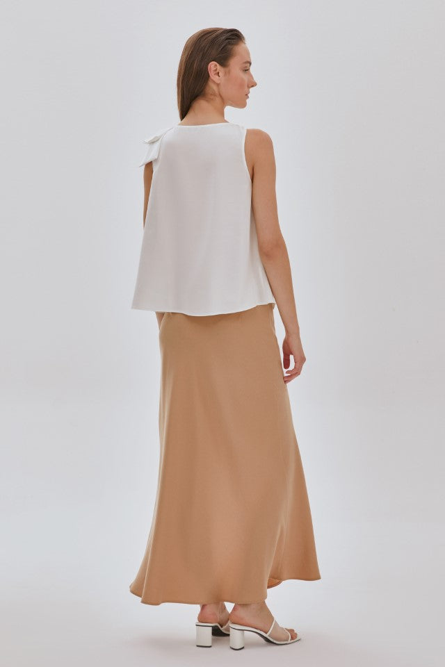 Degaje Yaka Kolsuz Bluz BEYAZ