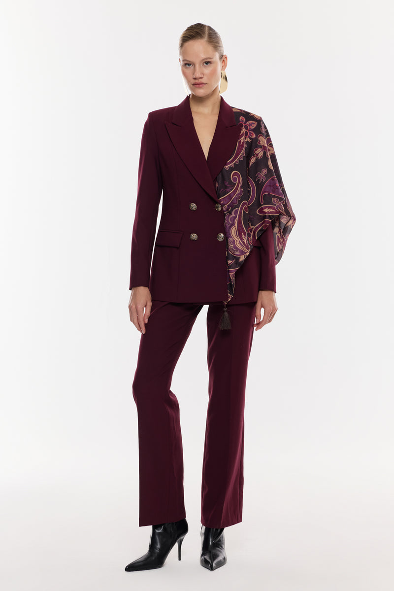 Desen Detaylı Pantolon Takım BORDO