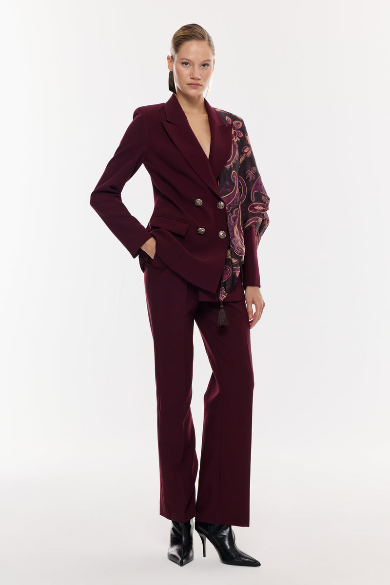 Desen Detaylı Pantolon Takım BORDO