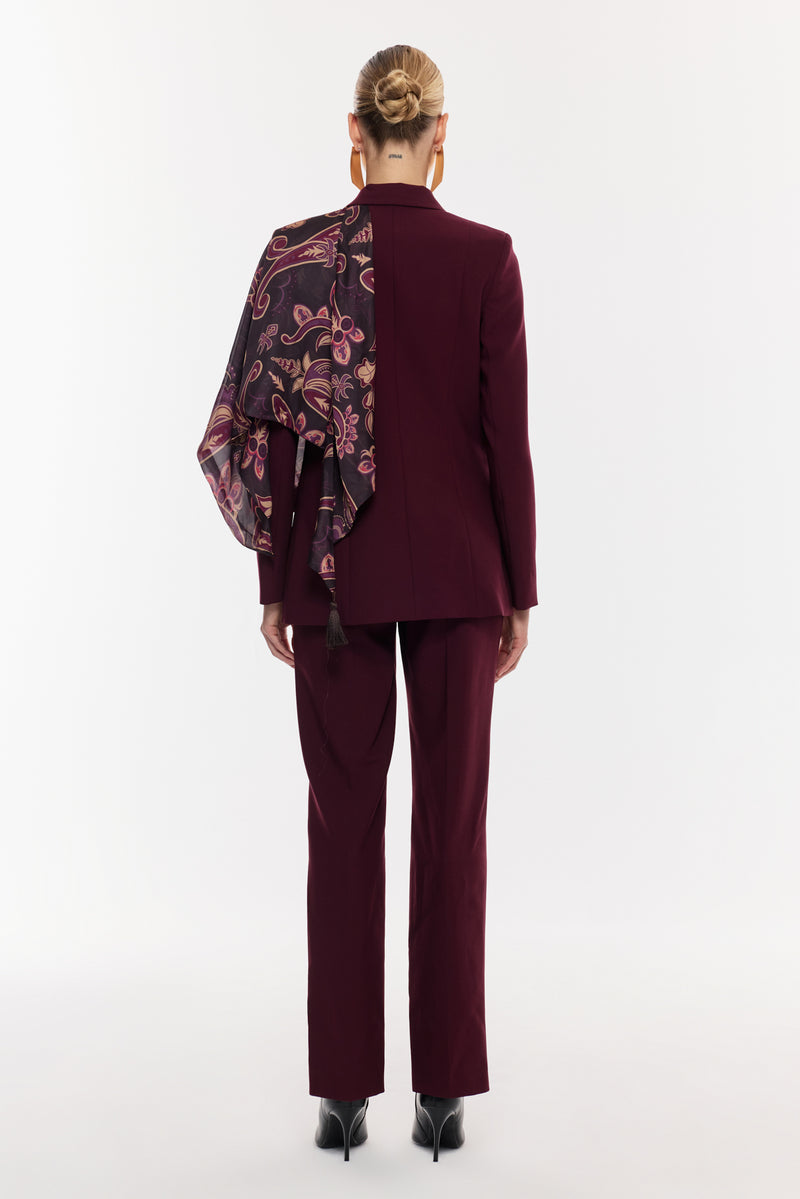 Desen Detaylı Pantolon Takım BORDO