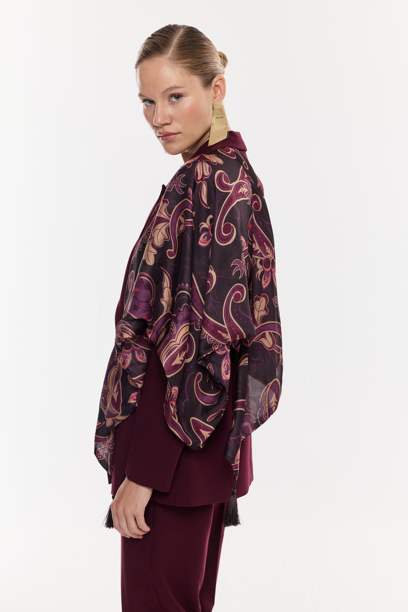 Desen Detaylı Pantolon Takım BORDO
