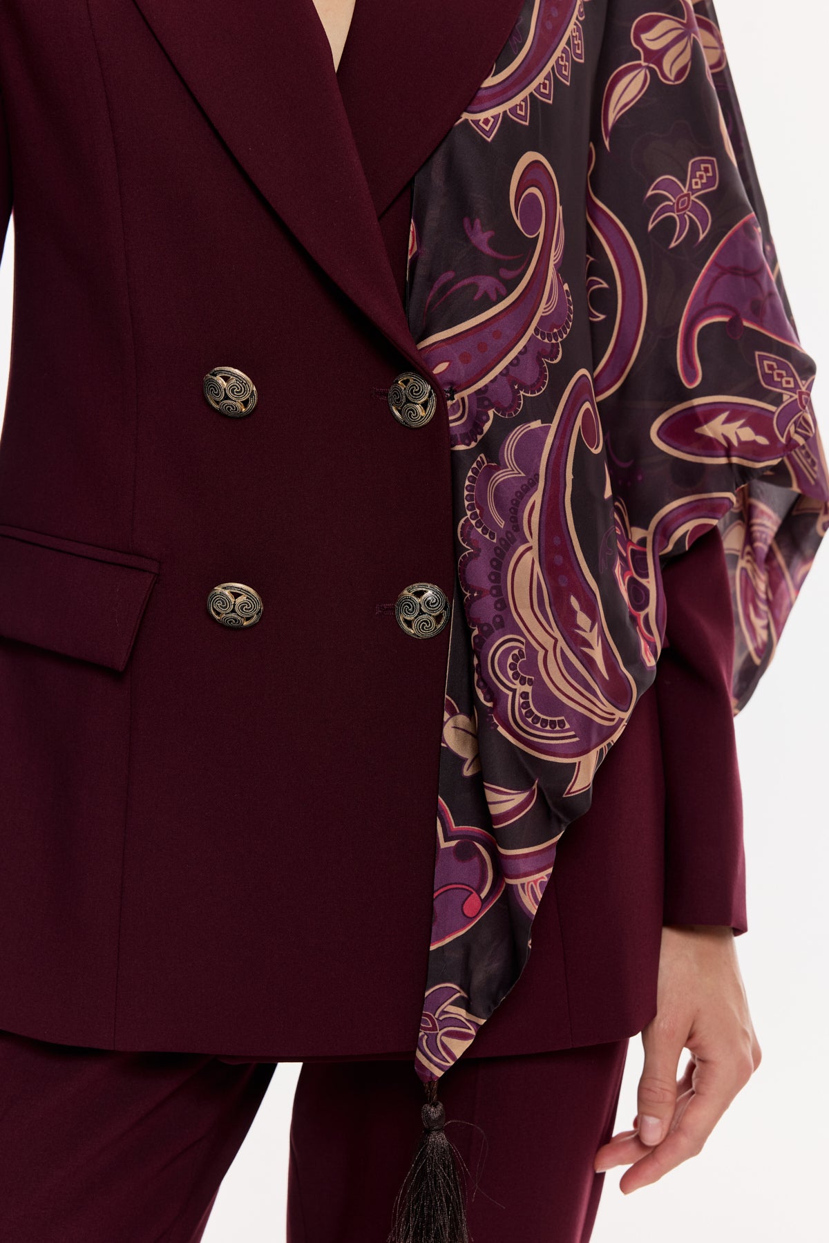 Desen Detaylı Pantolon Takım BORDO