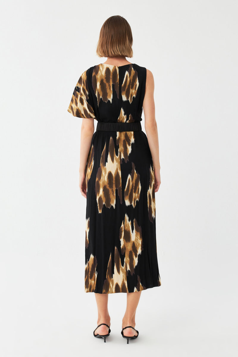 Desenli Maxi Elbise SİYAH