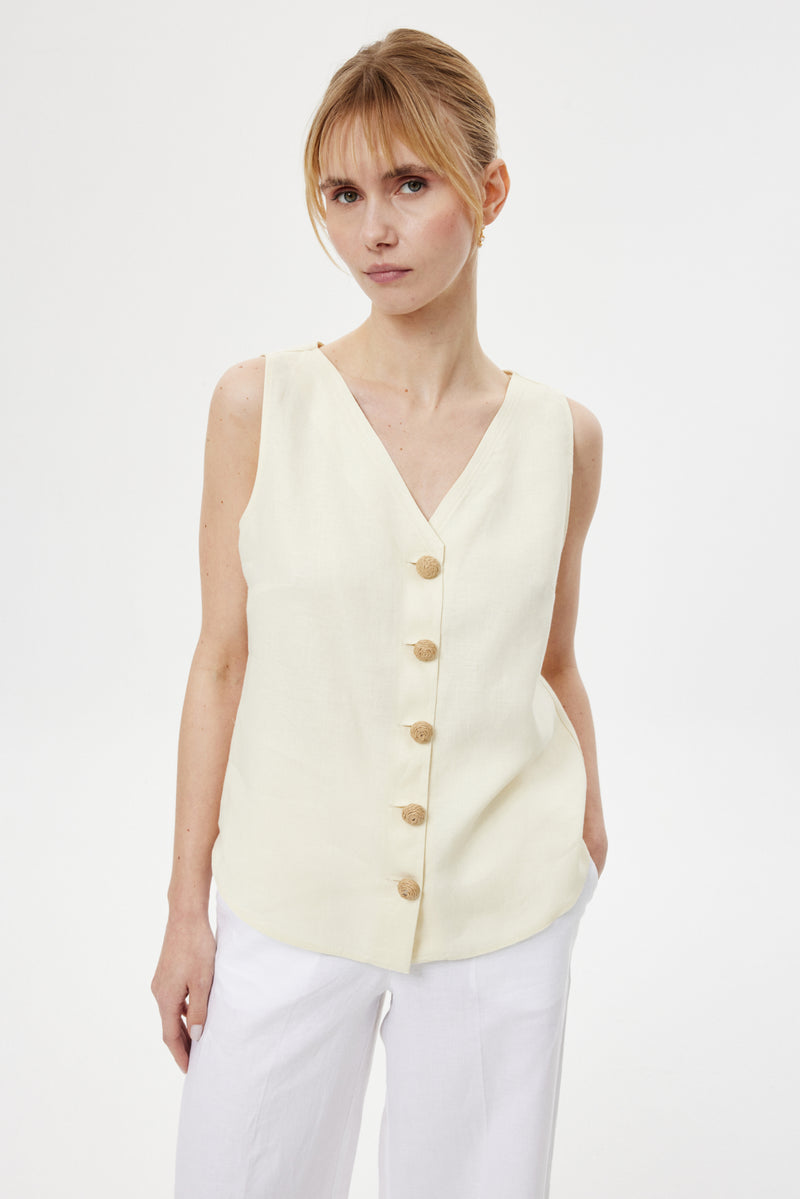 Düğmeli Soft Bluz SARI