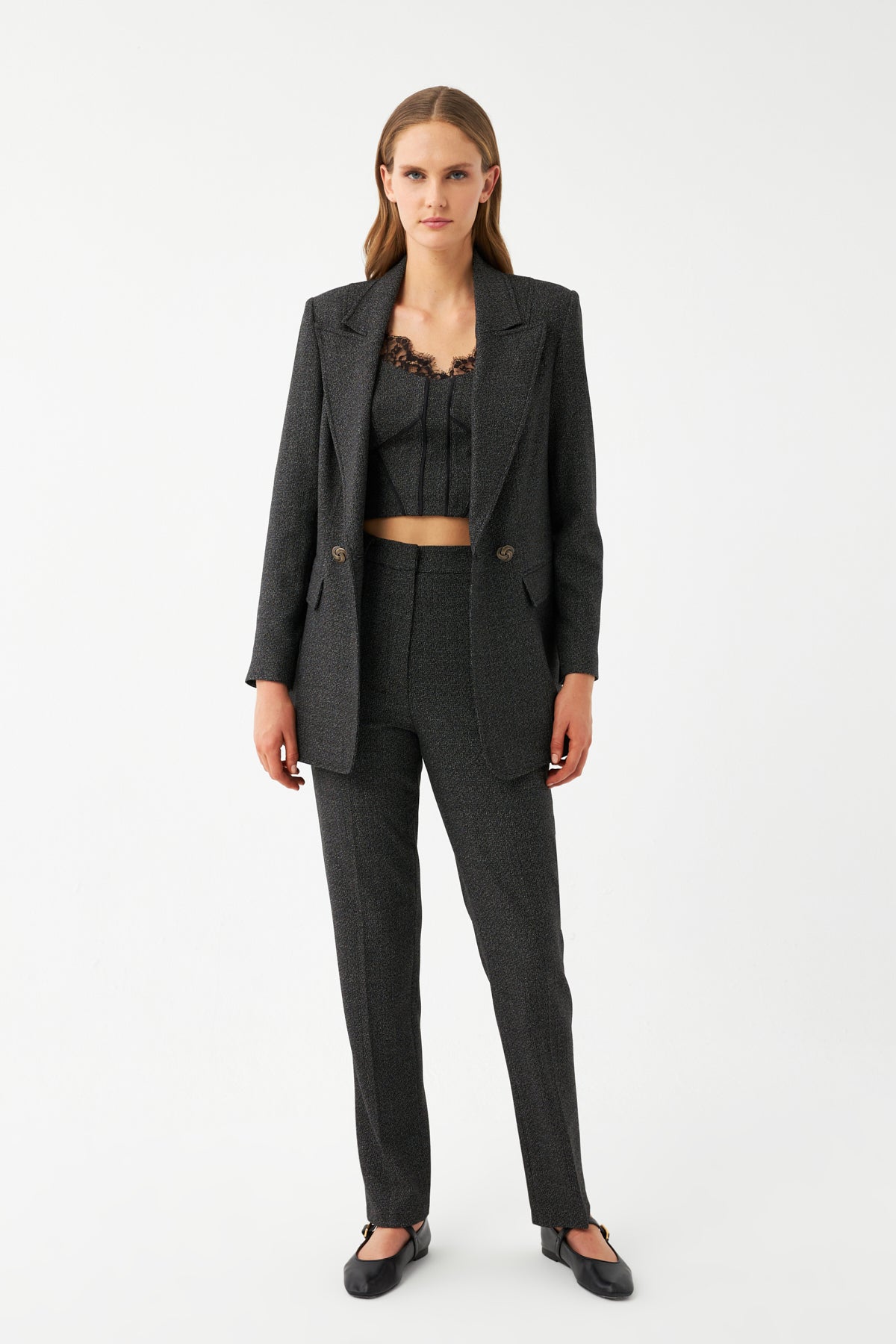 Düz Kesim Blazer Ceket SİYAH