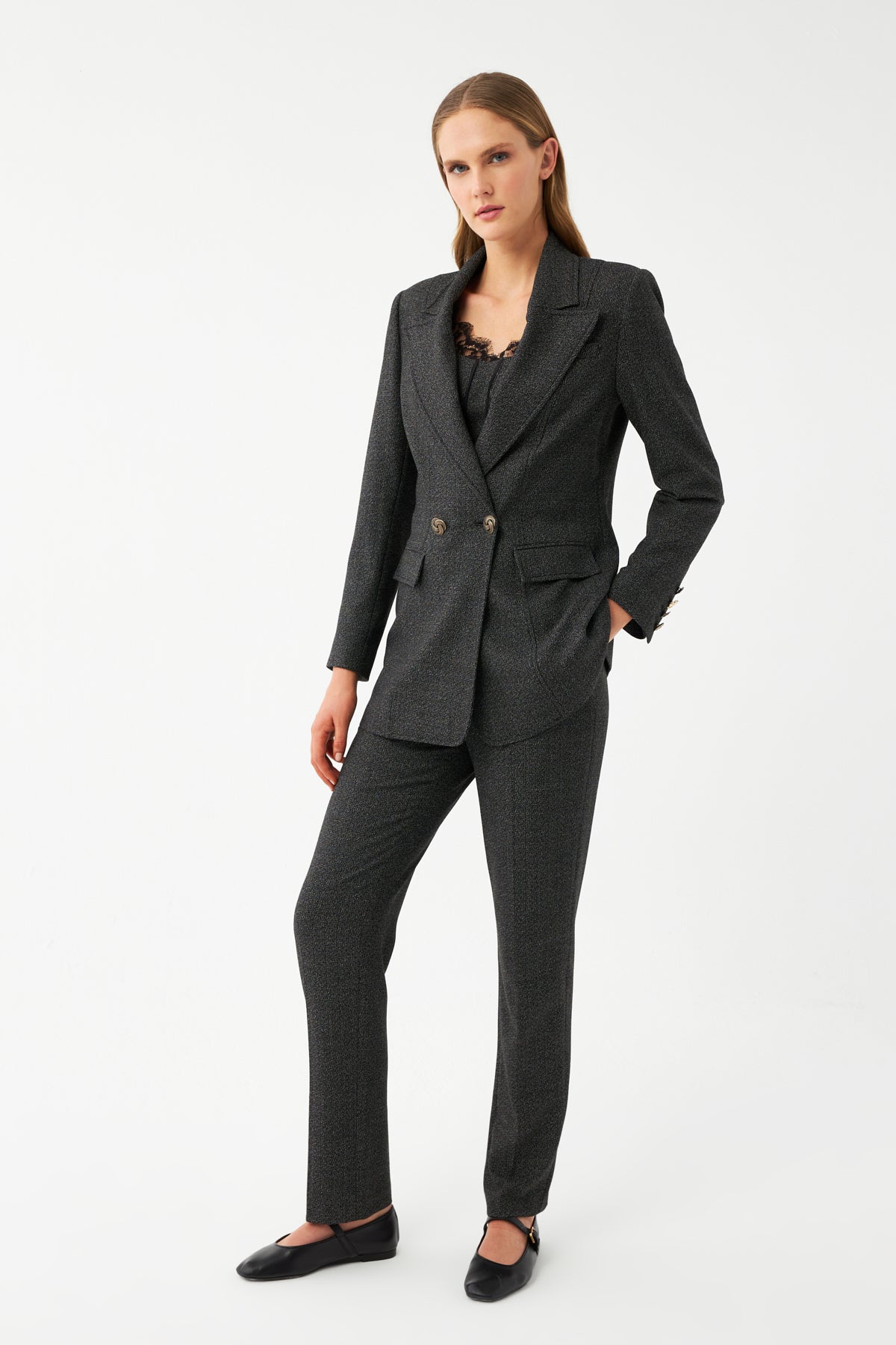 Düz Kesim Blazer Ceket SİYAH