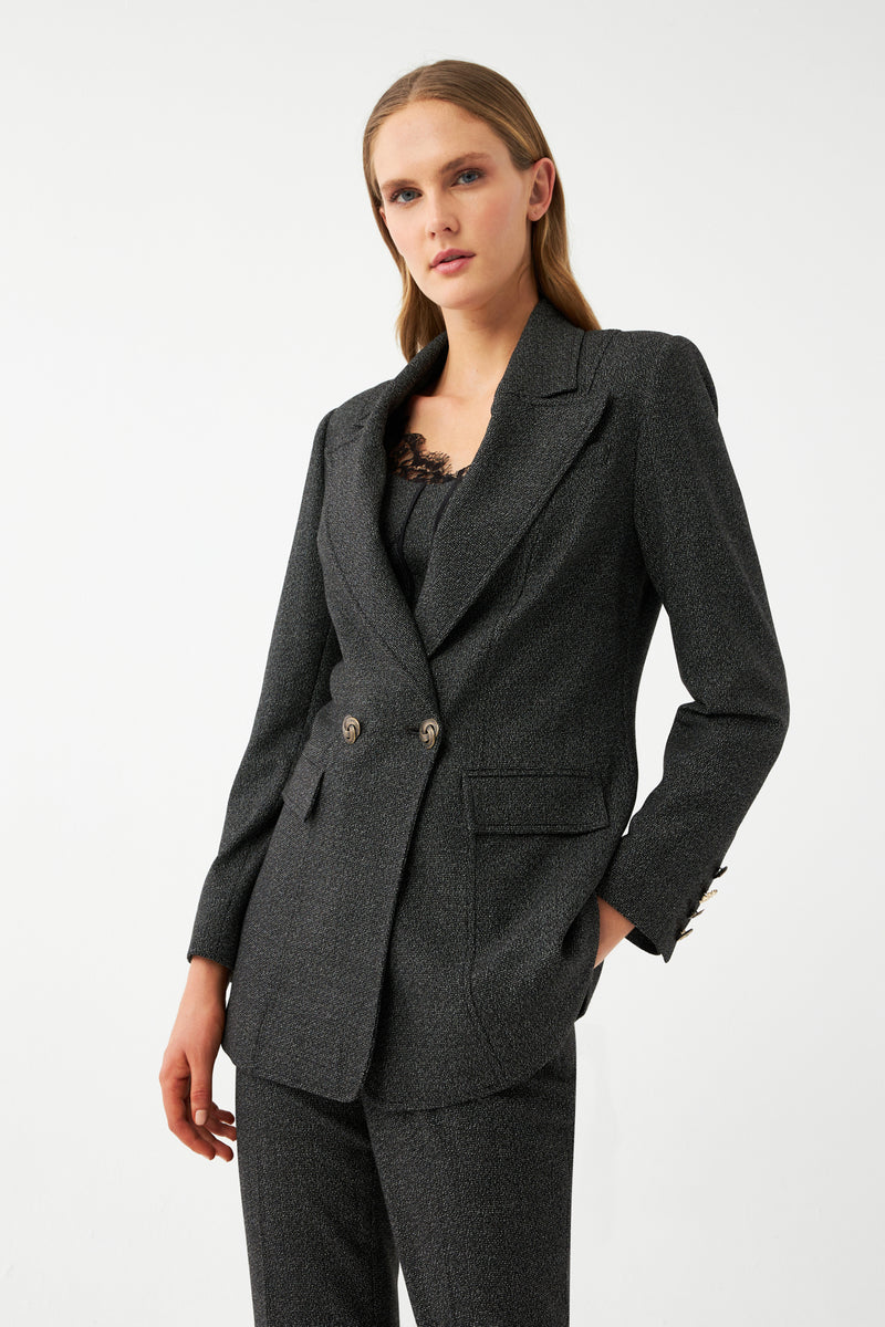 Düz Kesim Blazer Ceket SİYAH