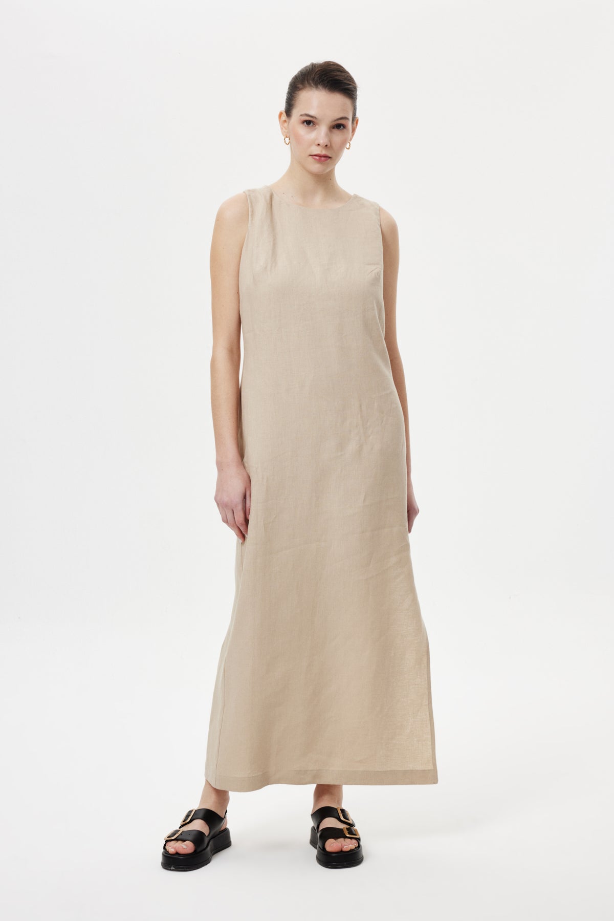 Regular-Fit Keten Elbise BEJ