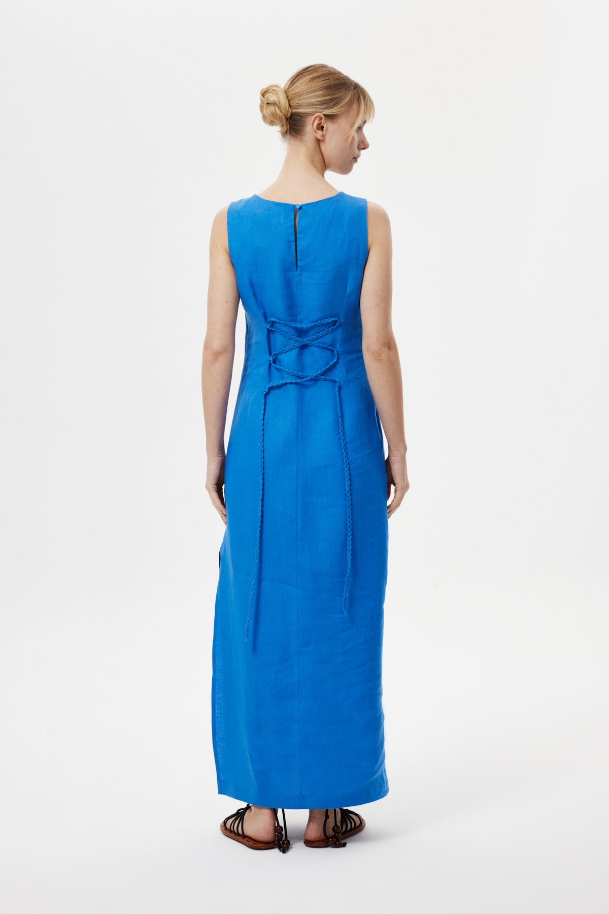 Regular-Fit Keten Elbise Saks