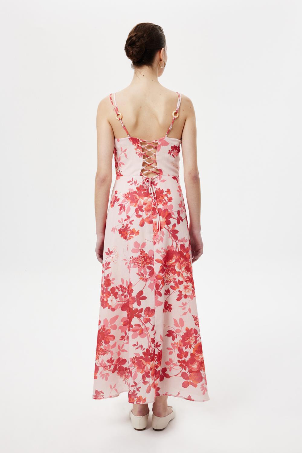 Floral Maxi Elbise PEMBE